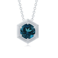 1.35 Carat Simple London Blue Topaz Solitaire Pendant