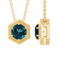 1.35 Carat Simple London Blue Topaz Solitaire Pendant