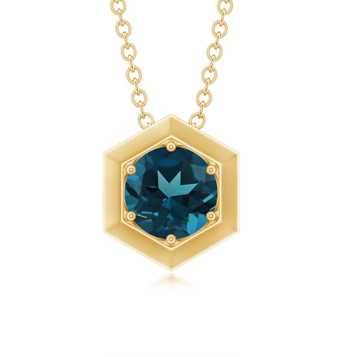1.35 Carat Simple London Blue Topaz Solitaire Pendant