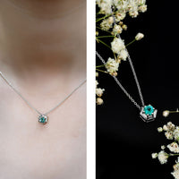 0.4 Carat Solitaire Emerald Hexagon Pendant Necklace