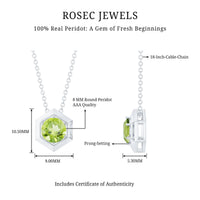 2 Carat Round Cut Peridot Hexagon Necklace for Women