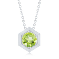 2 Carat Round Cut Peridot Hexagon Necklace for Women
