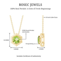 2 Carat Round Cut Peridot Hexagon Necklace for Women