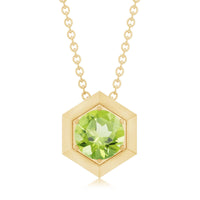 2 Carat Round Cut Peridot Hexagon Necklace for Women