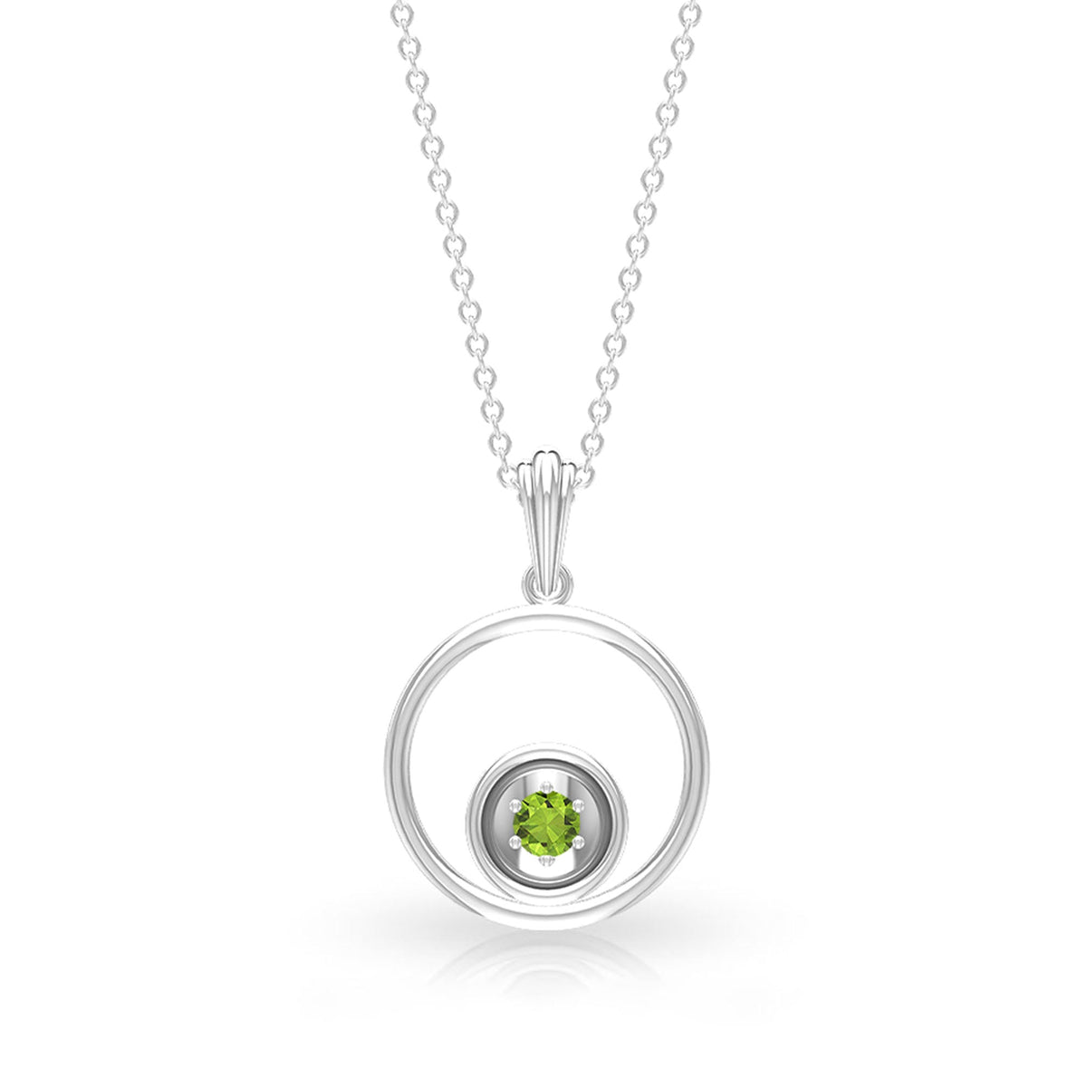 Real Peridot Open Circle Pendant Necklace
