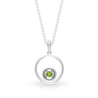 Real Peridot Open Circle Pendant Necklace