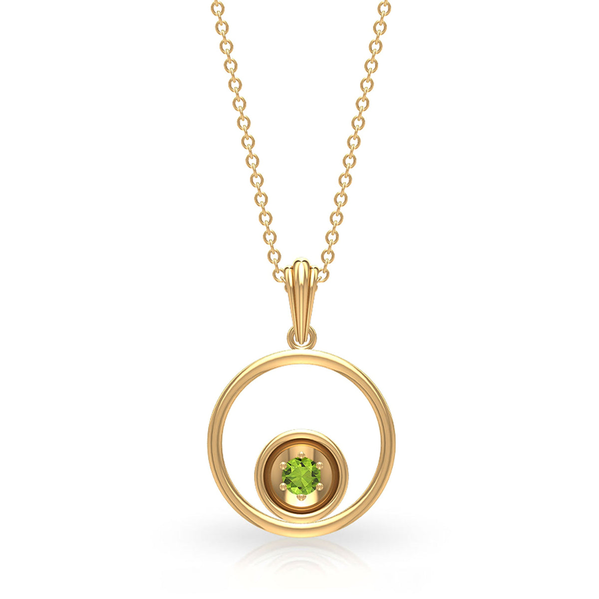 Real Peridot Open Circle Pendant Necklace