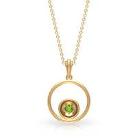 Real Peridot Open Circle Pendant Necklace