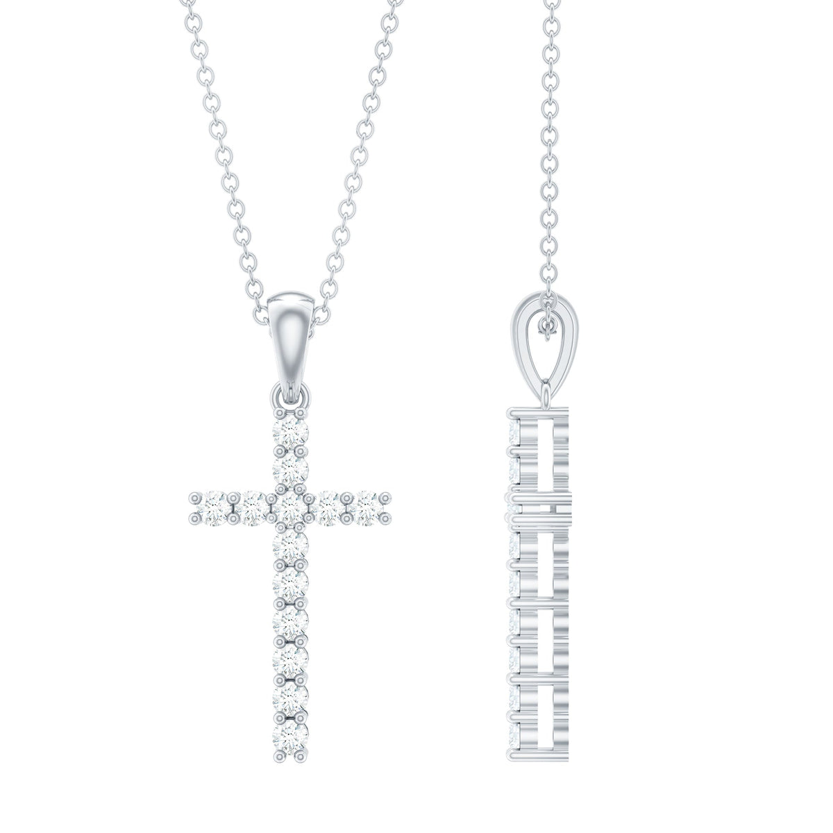 Natural Diamond Cross Pendant Necklace for Women