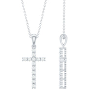 Natural Diamond Cross Pendant Necklace for Women