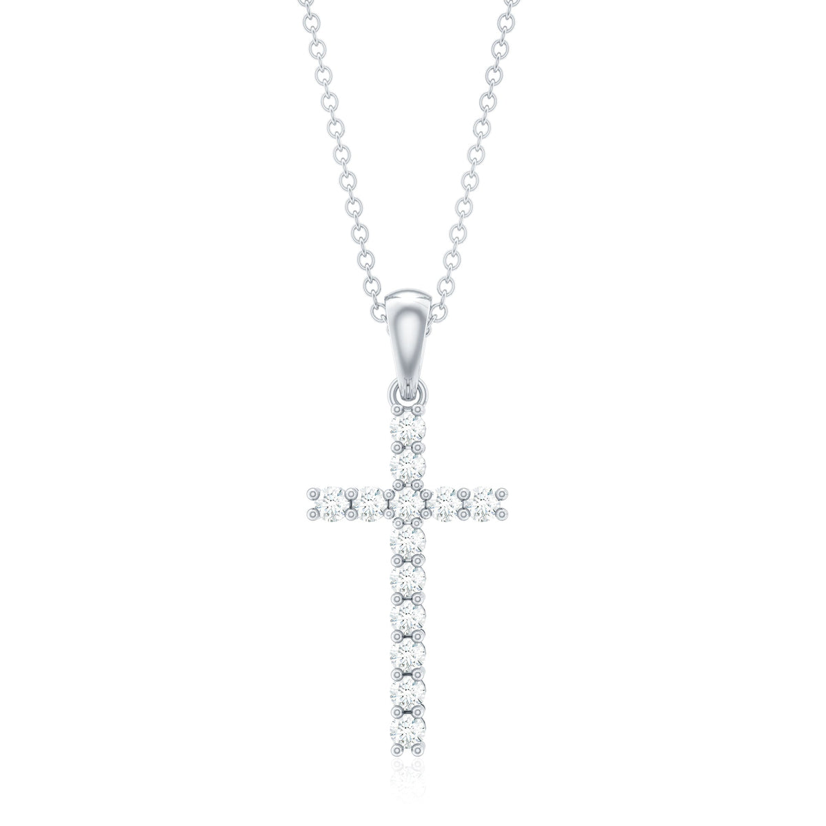Natural Diamond Cross Pendant Necklace for Women