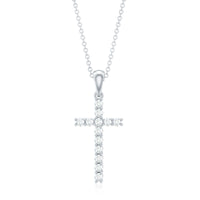 Natural Diamond Cross Pendant Necklace for Women