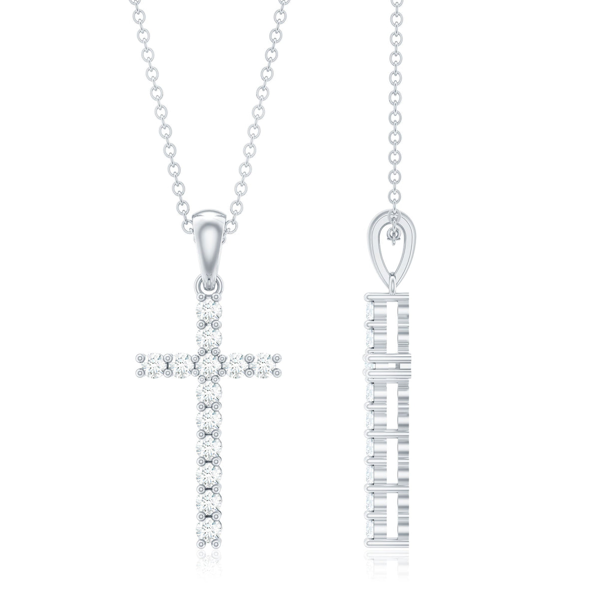 Natural Diamond Cross Pendant Necklace for Women