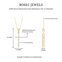 Natural Diamond Cross Pendant Necklace for Women