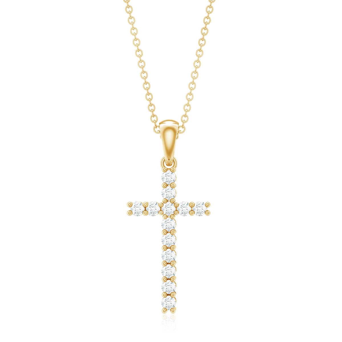 Natural Diamond Cross Pendant Necklace for Women