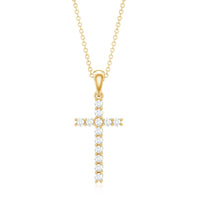 Natural Diamond Cross Pendant Necklace for Women