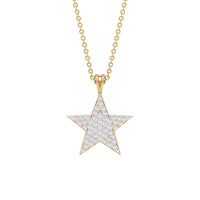 Diamond star pendant necklace in pave setting featuring sparkling diamonds, designed by Rosec Jewels.