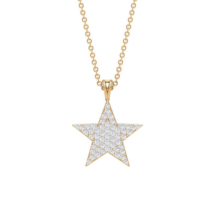 Diamond star pendant necklace in pave setting featuring sparkling diamonds, designed by Rosec Jewels.