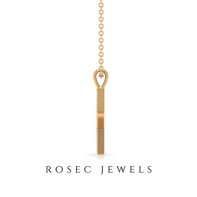 Diamond star pendant necklace in pave setting by Rosec Jewels featuring a sparkling star-shaped design.