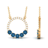Rosec Jewels London Blue Topaz and Diamond eternity pendant necklace with sparkling gemstones and elegant design.
