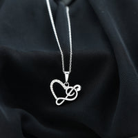 Diamond Heart and Music Note Necklace
