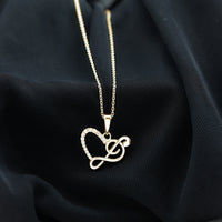 Diamond Heart and Music Note Necklace