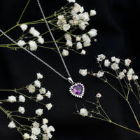 Natural 2 Carat Amethyst Heart Locket With Silver Chain