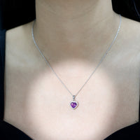 Natural 2 Carat Amethyst Heart Locket With Silver Chain