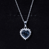 Certified 2 Carat London Blue Topaz Heart Locket With Silver Chain
