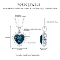 Certified 2 Carat London Blue Topaz Heart Locket With Silver Chain