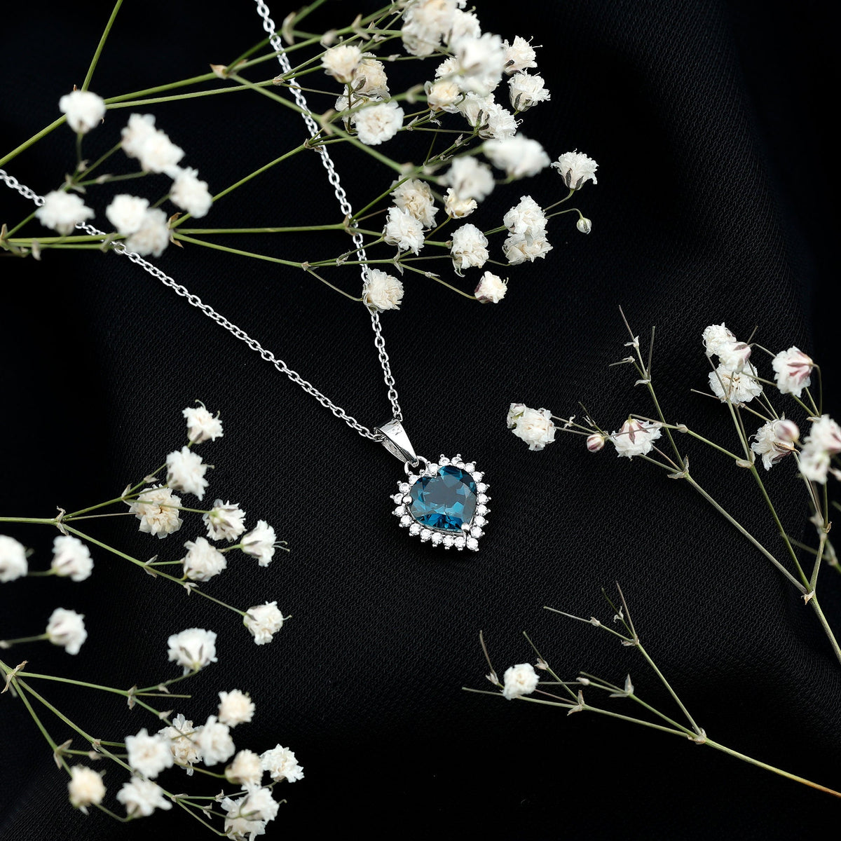 Certified 2 Carat London Blue Topaz Heart Locket With Silver Chain