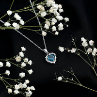 Certified 2 Carat London Blue Topaz Heart Locket With Silver Chain