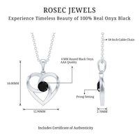 Heart Shape Black Onyx Promise Necklace For Women