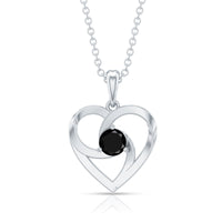 Heart Shape Black Onyx Promise Necklace For Women