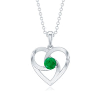 Natural Half Carat Emerald Heart Pendant Necklace for Women