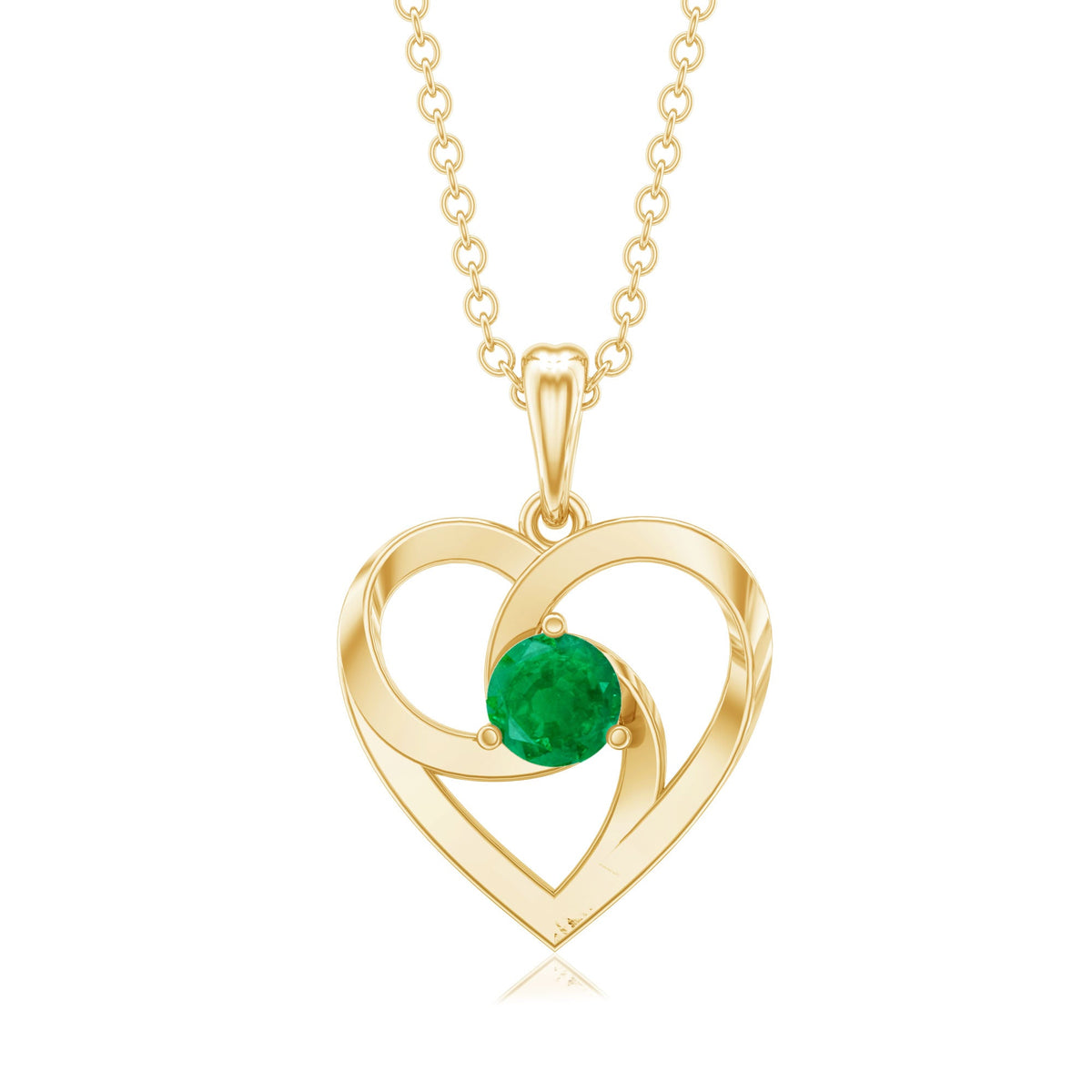 Natural Half Carat Emerald Heart Pendant Necklace for Women