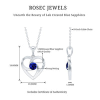 Lab Grown Blue Sapphire Heart Necklace with Certificate