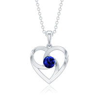 Lab Grown Blue Sapphire Heart Necklace with Certificate