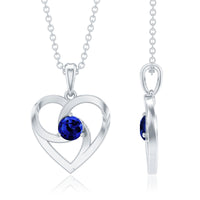 Lab Grown Blue Sapphire Heart Necklace with Certificate
