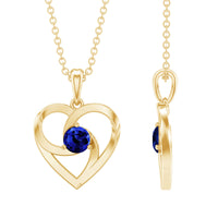 Lab Grown Blue Sapphire Heart Necklace with Certificate