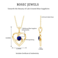 Lab Grown Blue Sapphire Heart Necklace with Certificate