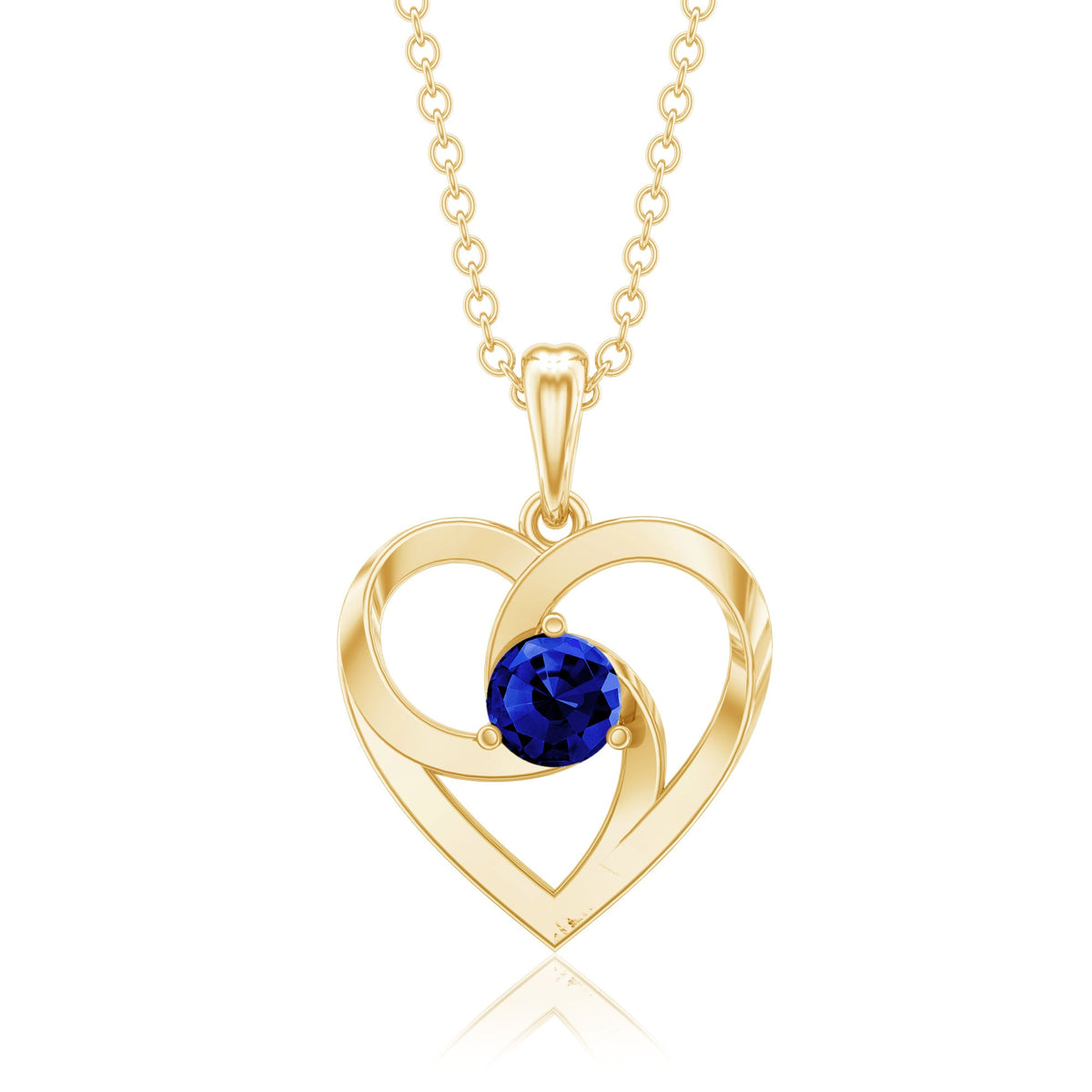 Lab Grown Blue Sapphire Heart Necklace with Certificate