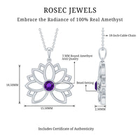 Amethyst Lotus Flower Necklace for Women