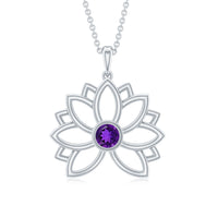 Amethyst Lotus Flower Necklace for Women