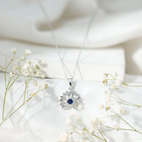 Real Blue Sapphire Lotus Flower Necklace with Chain