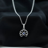 Lab Grown Blue Sapphire Lotus Flower Necklace With Chain