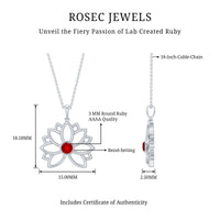 Lab Created Ruby Lotus Flower Necklace for Women