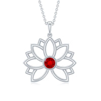 Lab Created Ruby Lotus Flower Necklace for Women