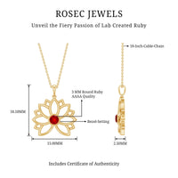 Lab Created Ruby Lotus Flower Necklace for Women