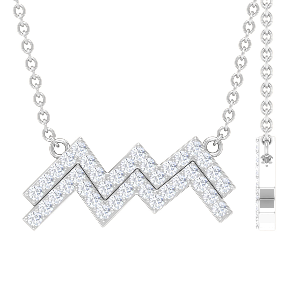 Certified Lab Grown Diamond Zodiac Aquarius Sign Necklace